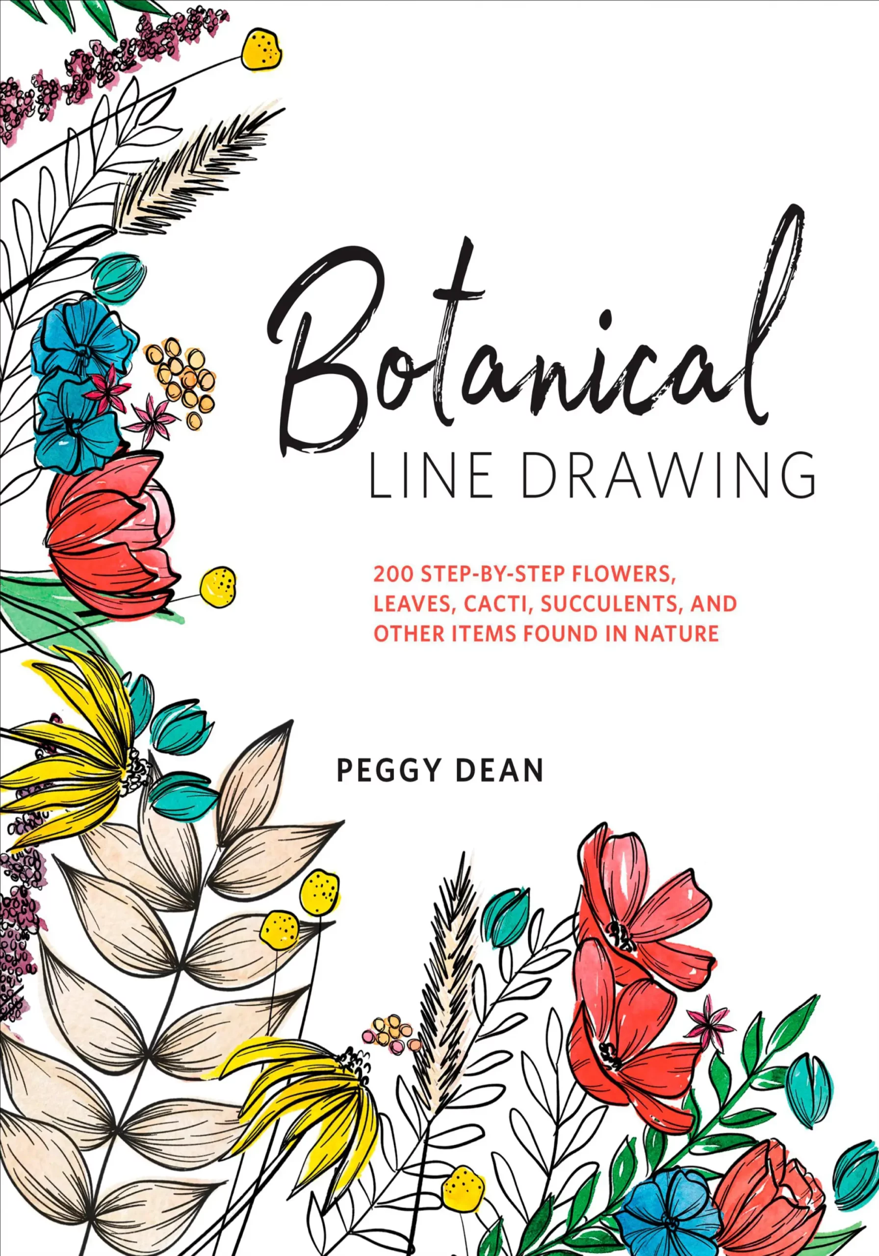 botanical line drawing 200 step by step flowers