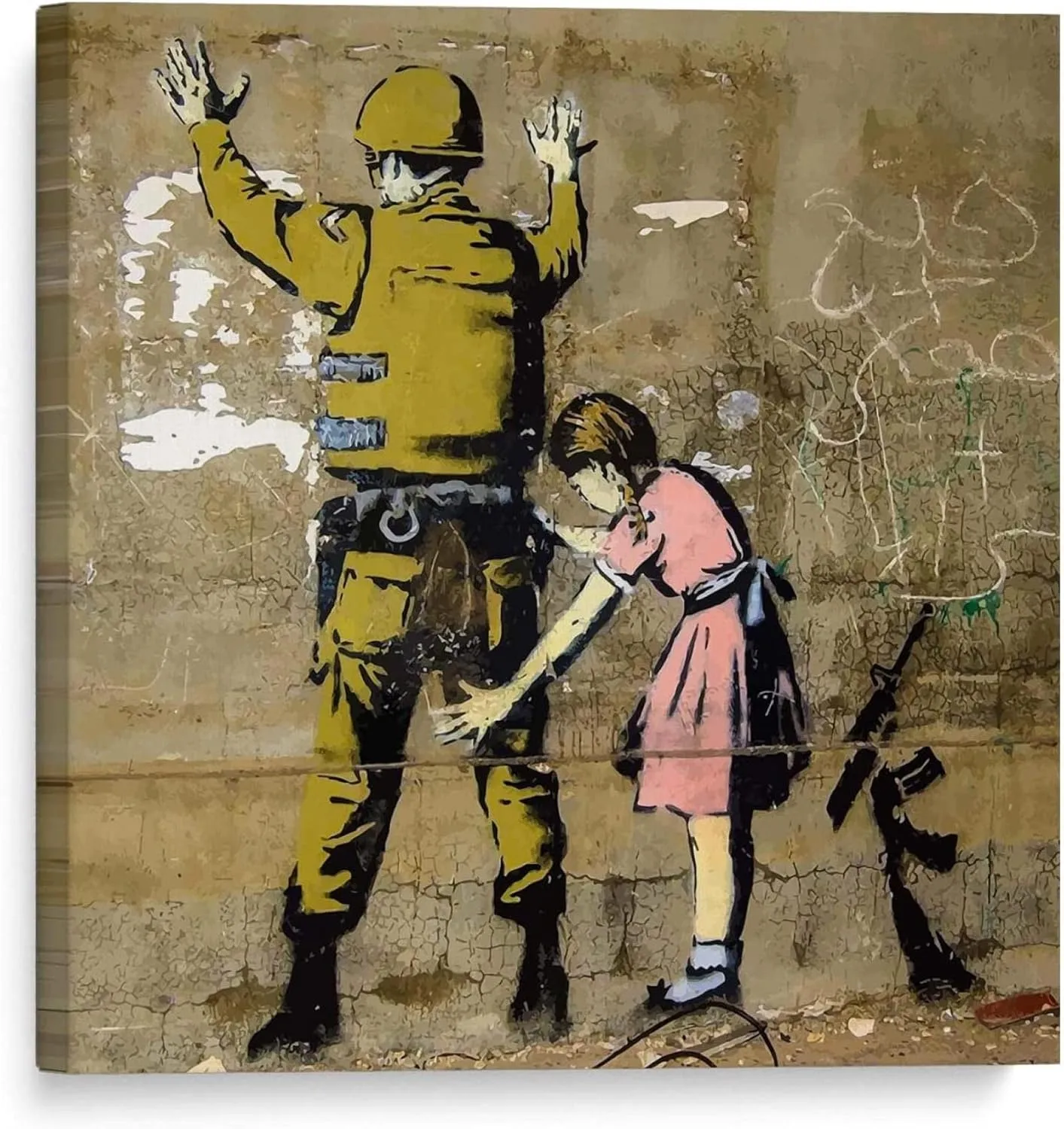 gangsta rat yellow canvas wall art print by banksy street art graffiti wall paintings for living room bedroom office 35x35cm137x137 innerframe
