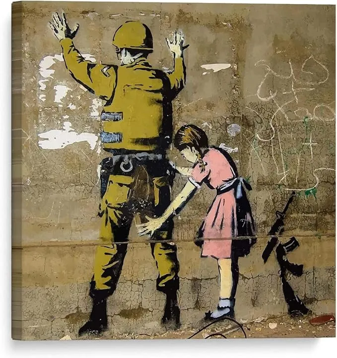 gangsta rat yellow canvas wall art print by banksy street art graffiti wall paintings for living room bedroom office 35x35cm137x137 innerframe2