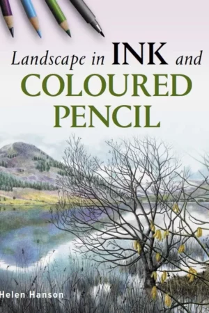 landscape in ink and coloured pencil