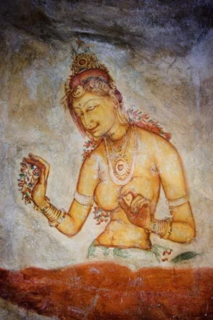 maidens among clouds 5th c sri lanka sigiriya fresco of 500 ladies in the rock wall of the fortress world heritage hindu art fresco ragaaisaeverett collection 150954 poster print 24 x 36