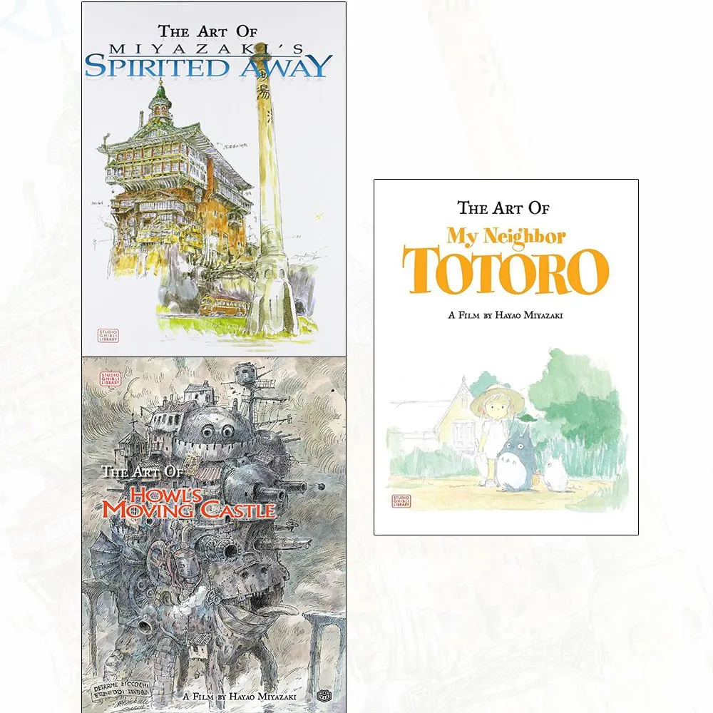 studio ghibli library collection 3 books set by hayao miyazaki the art of miyazakis spirited away the art of howls moving castle the art of my neighbor totoro