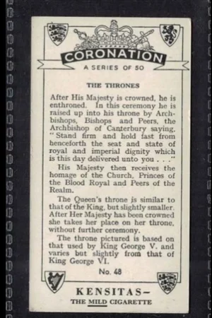 coronation thrones 80 year old english card 485