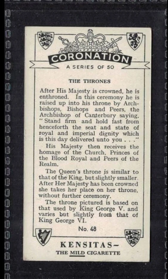 coronation thrones 80 year old english card 487