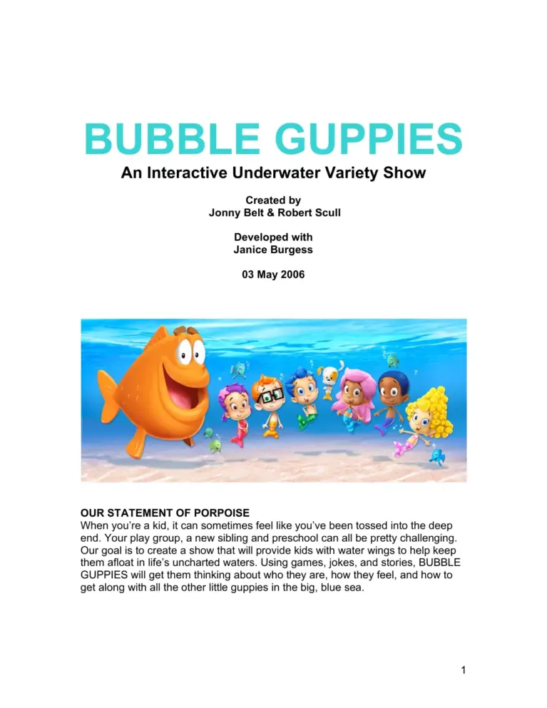 Bubble Guppies Pitch Bible