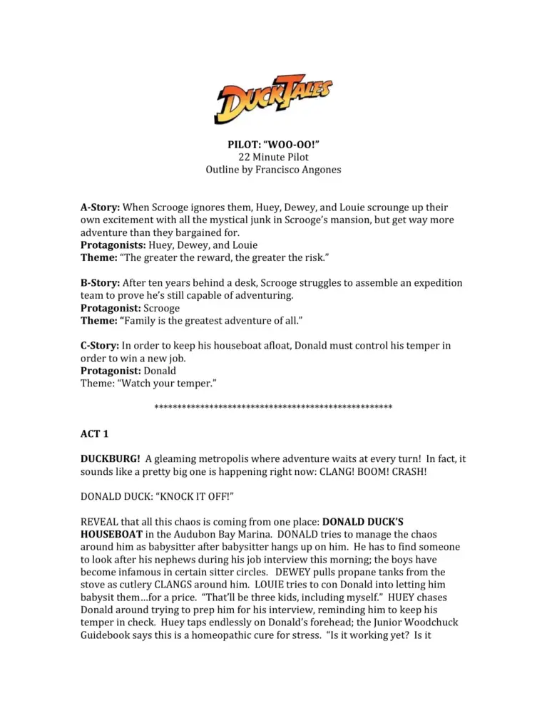 DuckTales (WOO-OO!) Pilot Outline