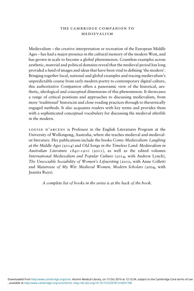 The Cambridge Companion to Medievalism