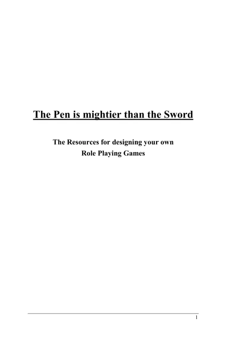 The Pen Is Mightier than the Sword
