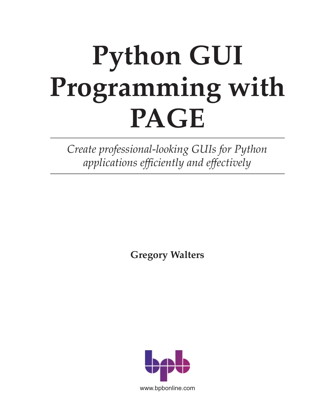 cover of python gui programming with page
