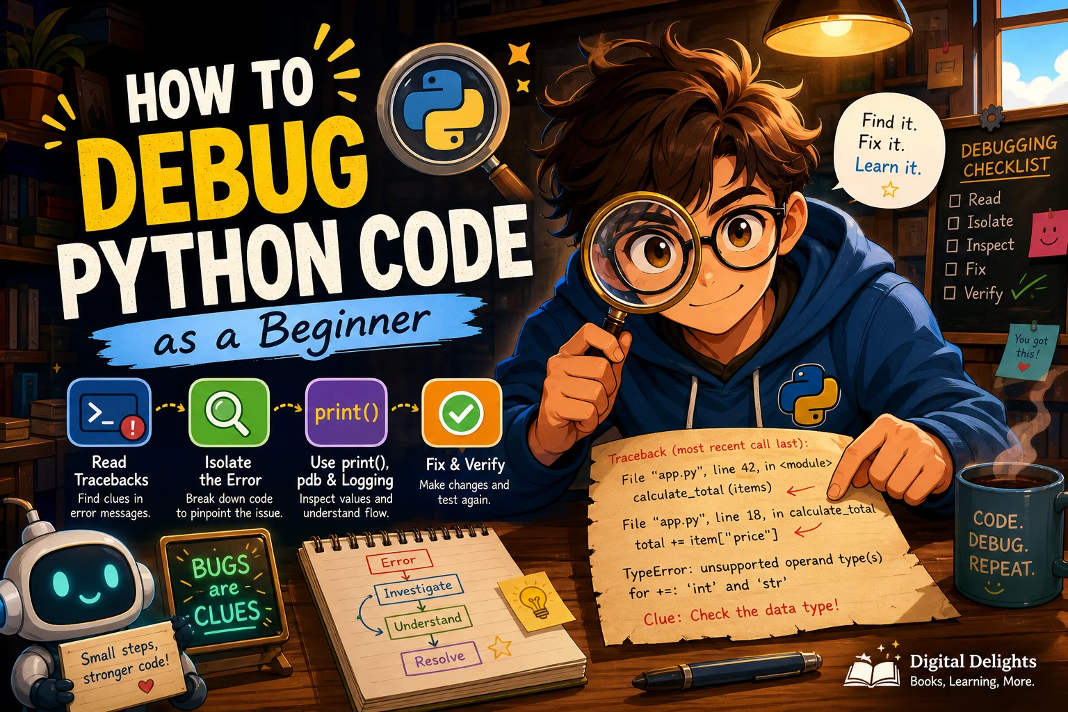 Laptop displaying Python code with a highlighted debugging point