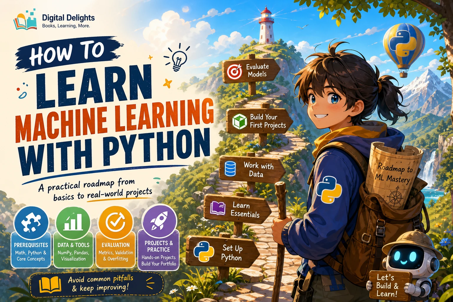Learner using Python to explore data and a simple machine-learning model on a laptop