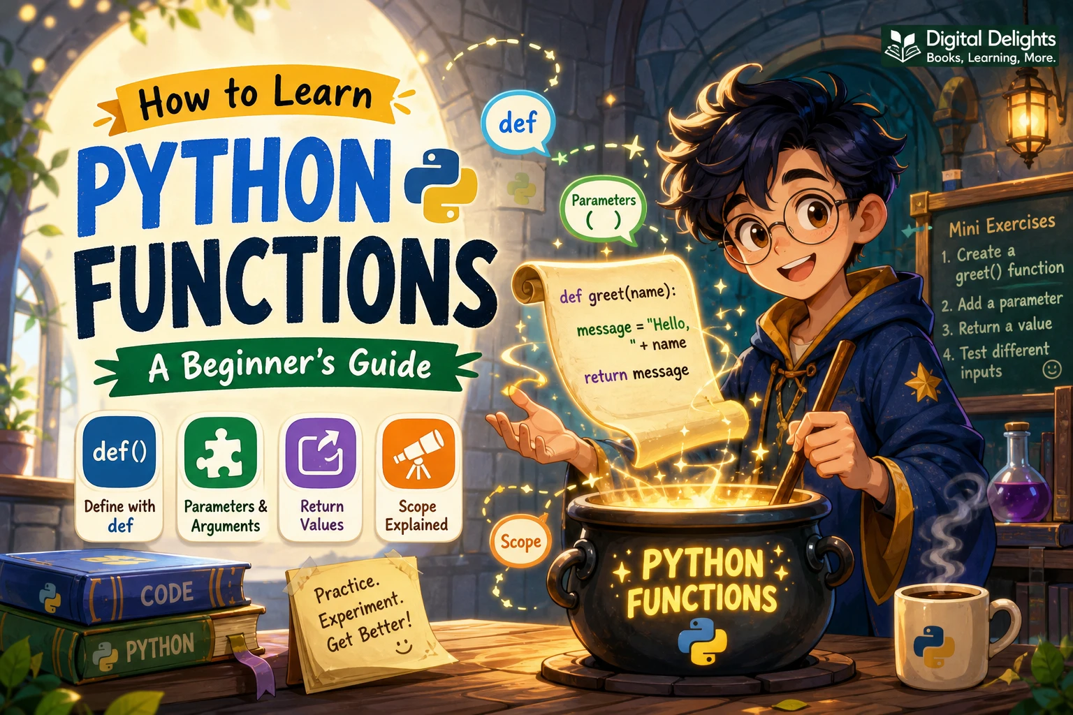 laptop displaying a simple python function with an input parameter and return value