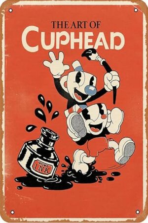 Cuphead Poster The Art Of Cuphead Retro Poster Game Poster Metal Sign Tin Metal Signs Vintage Funny Gift, Retro Wall Decor for Home,Street,Gate,Bars,Club...