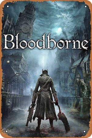 Lujiralun Bloodborne Poster Retro Game Metal Tin Sign Wall Decor Home Decor Gifts 8X12 Inch